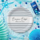 Blaue Streifen Bonjour Bebe Pappteller (Party)