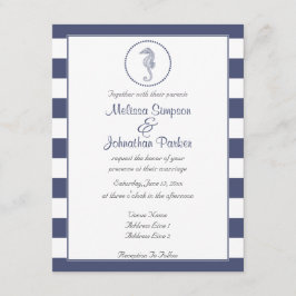 Blaue Streifen der Nautik | Seepferd Einladung