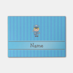 Blaue Streifen des personalisierten Namensmailman Post-it Klebezettel