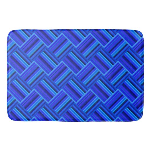 Blaue Streifen diagonales Webmuster Badematte (Vorderseite)
