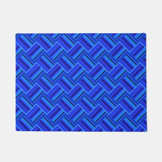 Blaue Streifen diagonales Webmuster Fußmatte (Vorderseite)