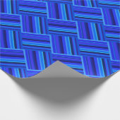Blaue Streifen diagonales Webmuster Geschenkpapier (Ecke)