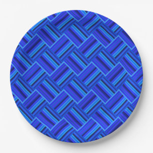 Blaue Streifen diagonales Webmuster Pappteller