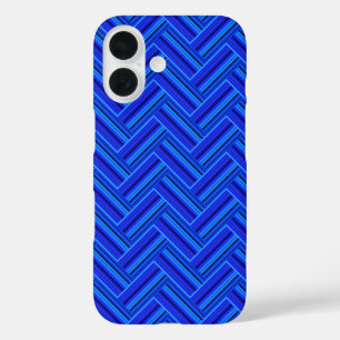 Blaue Streifen-Doppelwegemuster iPhone 16 Hülle