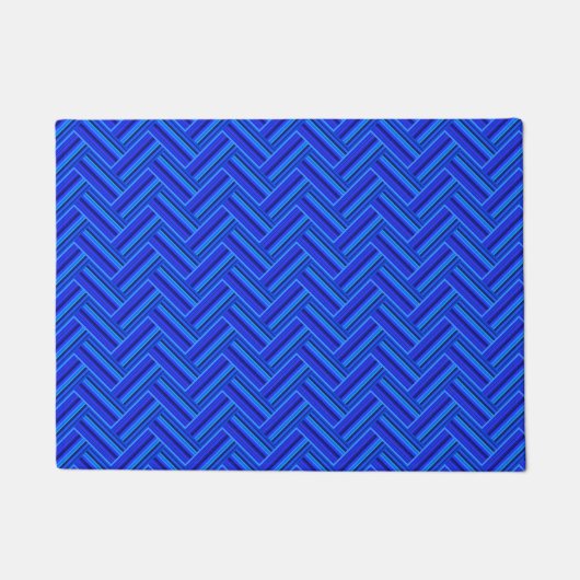Blaue Streifen-Doppelwegemuster Fußmatte (Vorderseite)