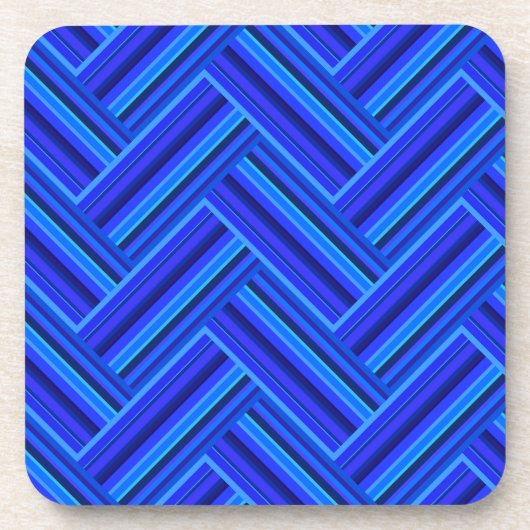 Blaue Streifen-Doppelwegemuster Getränkeuntersetzer (Vorderseite)