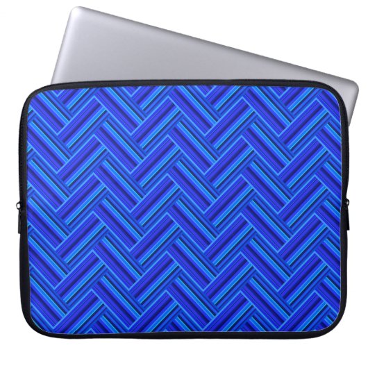 Blaue Streifen-Doppelwegemuster Laptopschutzhülle (Vorderseite)