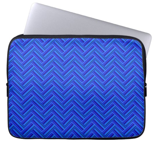 Blaue Streifen-Doppelwegemuster Laptopschutzhülle (Vorderseite)