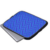 Blaue Streifen-Doppelwegemuster Laptopschutzhülle (Vorne Knopf)