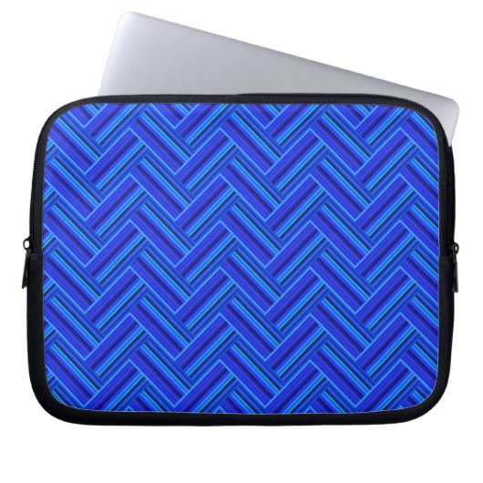 Blaue Streifen-Doppelwegemuster Laptopschutzhülle (Vorderseite)