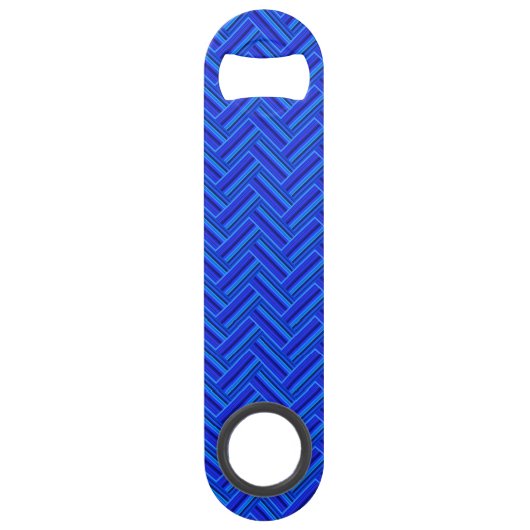 Blaue Streifen-Doppelwegemuster Speed Flaschenöffner (Vorderseite)