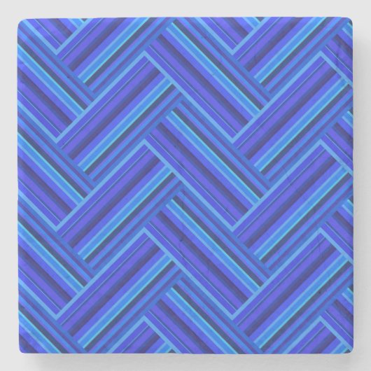 Blaue Streifen-Doppelwegemuster Steinuntersetzer (Vorderseite)