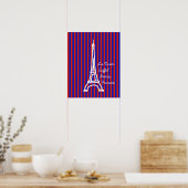Blaue Streifen Eiffel Poster (Küche)