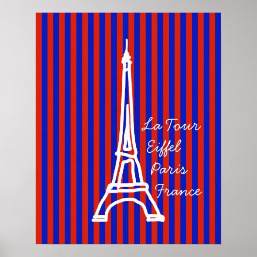 Blaue Streifen Eiffel Poster (Vorne)