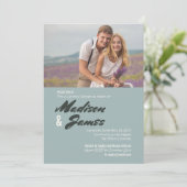 Blaue Streifen | Floral | Paare Dusche Einladungen (Stehend Vorderseite)