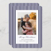 Blaue Streifen Frohe Weihnachten Flache Foto (Vorne/Hinten)