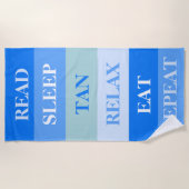 Blaue Streifen Funny Text Strandtuch (Vorderseite)