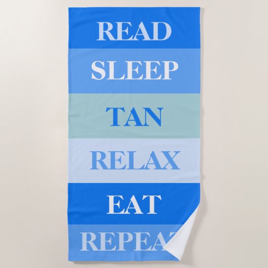 Blaue Streifen Funny Text Strandtuch (Vorderseite)