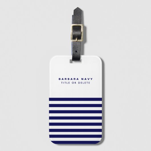 Blaue Streifen für den modernen Individuelle Name Gepäckanhänger (Vorderseite Vertikal)