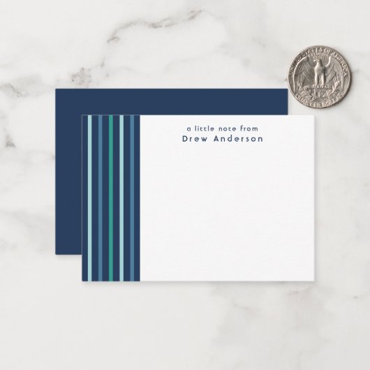 Blaue Streifen für Personalisierte Kinder Mitteilungskarte (Vorderseite/Rückseite Beispiel)