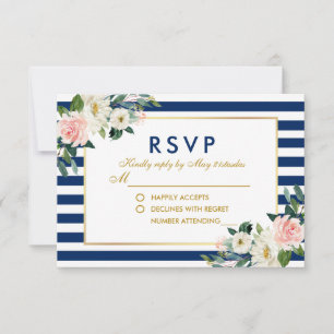 Blaue Streifen für Wasserfarben, Hochzeitssache RS RSVP Karte