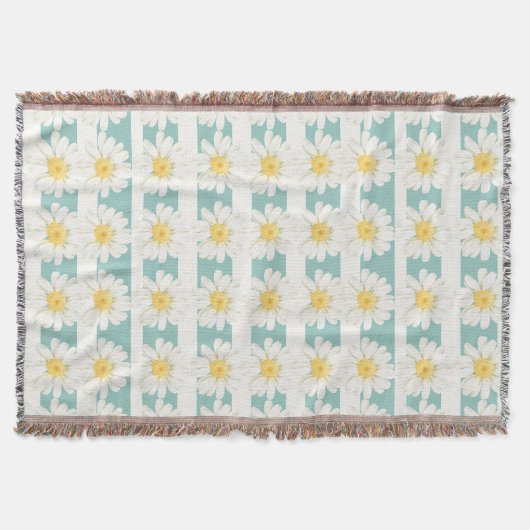Blaue Streifen & Gänseblümchen  Decke (Vorderseite)