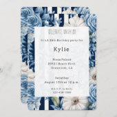 Blaue Streifen Geburtstag Einladung (Vorne/Hinten)