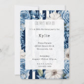 Blaue Streifen Geburtstag Einladung (Vorderseite)