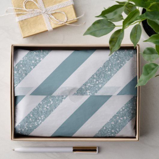 Blaue Streifen-Glitzer Seidenpapier (Geschenk)
