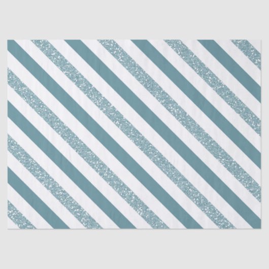 Blaue Streifen-Glitzer Seidenpapier (Vorderseite)