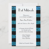 Blaue Streifen, Glitzer Streifen, Linien, Bat Mitz Einladung (Vorderseite)