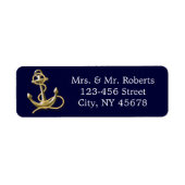 Blaue Streifen Goldanker nautische Hochzeit (Vorne)