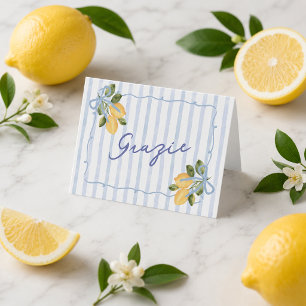 Blaue Streifen Grazie Lemon Baby Shower Dankeskarte
