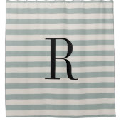 Blaue Streifen Große Monogramm | Bauernhof Badezim Duschvorhang (Vorderseite)