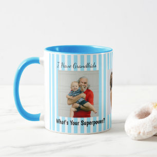 Blaue Streifen Großeltern Lustige Personalisierte  Tasse