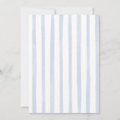 Blaue Streifen handgezogene Poppin Flaschen Babydu Einladung (Rückseite)