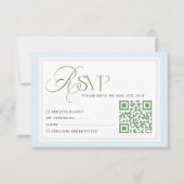 Blaue Streifen Hochzeit RSVP Karte mit QR-Code (Vorderseite)
