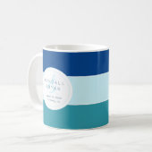 Blaue Streifen-Hochzeits-Tageskaffee-Tasse Kaffeetasse (Vorderseite Links)