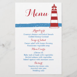 Blaue Streifen Hochzeitsmenü des Nautical Red Ligh