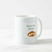Blaue Streifen - Hochzeitsringe Kaffeetasse (VorderseiteRechts)