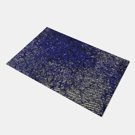 Blaue Streifen in ihren Farben Fußmatte (Schrägansicht)