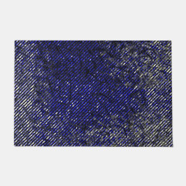 Blaue Streifen in ihren Farben und Formen beschädi Fußmatte