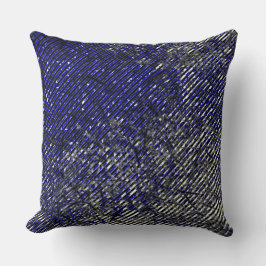 Blaue Streifen in ihren Farben und Formen beschädi Kissen