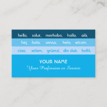 Blaue Streifen in internationalen Sprachen hallo