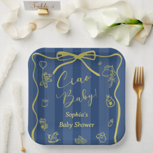 Blaue Streifen Italienisches Thema Ciao Baby Pappteller
