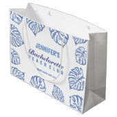 Blaue Streifen-JUNGGESELLINNEN-Abschied Whimsical Große Geschenktüte (Rückseite Schrägansicht)