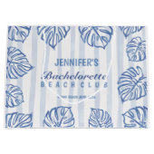 Blaue Streifen-Junggesellinnenparty Whimsical Beac Große Geschenktüte (Vorderseite)