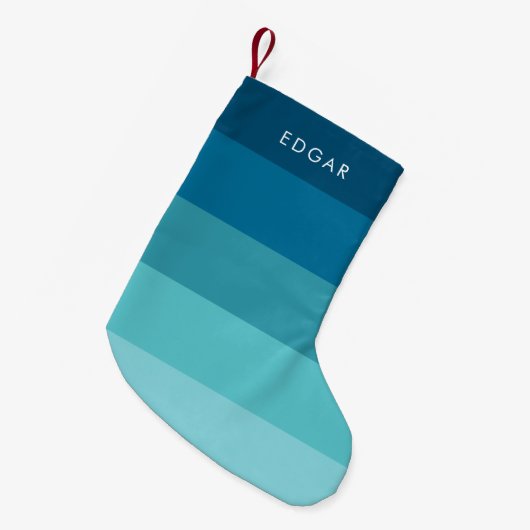 Blaue Streifen Kleiner Weihnachtsstrumpf (Vorderansicht (hängend))