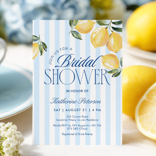 Blaue Streifen Lemon Brautparty-Einladung Einladung