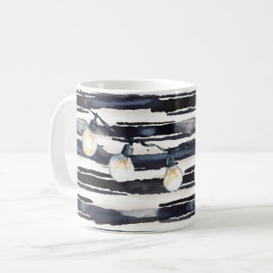Blaue Streifen Leuchtbirnen Navy Kaffeetasse